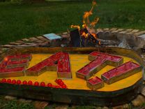 Vintage Marquee Art Eat Arrow Flame Lights Huge 4 Ft X 2 Ft 2 small