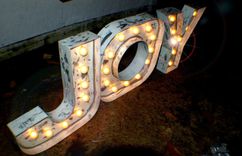 Christmas Decoration Joy Large Huge Vintage Marquee Art Letter Bulb Channel 2ft X 2ft 3 small