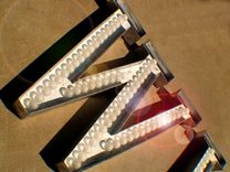 Large Huge Vintage Marquee Art Letter Bulb Channel 40" X 40" 70 Plus Bulbs Wide Latin 4 small