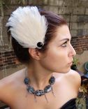 Sale Black Swan Feather Hair Fascinators Set Of 2 White Feathers 1 small
