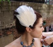 Sale Black Swan Feather Hair Fascinators Set Of 2 White Feathers 2 small