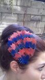 Sale Salmon And Blue Feather Hair Fascinator, Ready To Ship 5 small