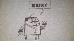 Sale Clone High Mr. Butlertron Robot Screen Printed Shirt, Men's Large In Blue, Ready To Ship 3 small