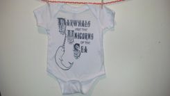Sale Narwhals Are The Unicorns Of The Sea, Original Screen Printed Baby White Onesie 4 small