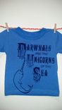 Narwhals Are The Unicorns Of The Sea, Original Screen Printed Child's Blue Shirt 12 Months 3 small