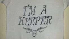 Sale Harry Potter Inspired I'M A Keeper & Golden Snitch Onesie, White 6-12 Months, Ready To Ship 5 small