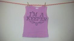 Harry Potter Inspired I'M A Keeper And Golden Snitch Sleevless Summer Shirt, Pink 6-9 Months 2 small