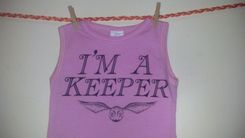 Harry Potter Inspired I'M A Keeper And Golden Snitch Sleevless Summer Shirt, Pink 6-9 Months 4 small