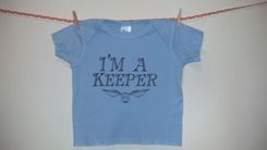 Sale Harry Potter Inspired I'M A Keeper And Golden Snitch Shortsleeve Shirt, Blue 12 Months 2 small