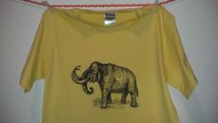 Sale Woolly Mammoth Screen Printed T Shirt, Black Ink On Yellow Shirt 1 small