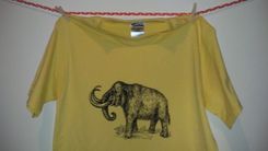 Sale Woolly Mammoth Screen Printed T Shirt, Black Ink On Yellow Shirt 2 small
