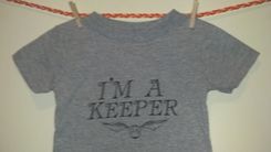 Sale Harry Potter Inspired I'M A Keeper And Golden Snitch Shirt, Grey 18 Months 3 small