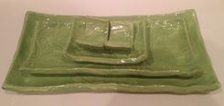 Handmade Sushi Set, Ceramic Sushi Plates 3 small