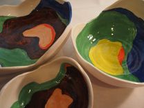 Handpainted Ceramic Nesting Bowls, Ceramic Bowls 1 small
