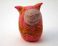 Clay Monster Sculpture Tangerine Pink And Yellow 1 small