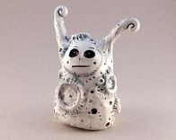 Clay Alien Sculpture, White Moon Crater Creature 2 small