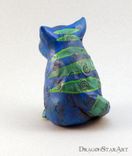 Blue Cat Figurine Sculpture With Green Stripes 3 small
