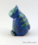 Blue Cat Figurine Sculpture With Green Stripes 4 small