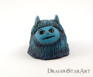 Polymer Clay Monster Figurine Teal Blue Art Object Creature 4 small