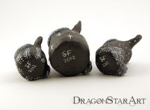 Cute Clay Bunny Figurines Grey Paperclay Set Of Three 3 small