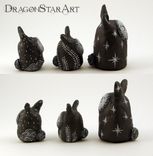Cute Clay Bunny Figurines Grey Paperclay Set Of Three 5 small