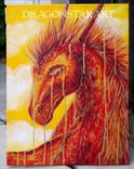 Dragon Acrylic Painting, Fantasy Art On Canvas Red And Gold 1 small