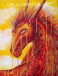 Dragon Acrylic Painting, Fantasy Art On Canvas Red And Gold 3 small