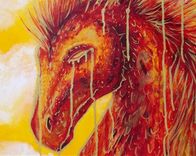 Dragon Acrylic Painting, Fantasy Art On Canvas Red And Gold 4 small