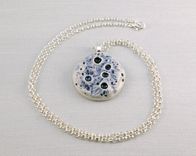 Moon Pendant Necklace, Carved Porcelain Moon Necklace In Blue 5 small