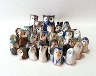 Ceramic Miniature Owls, Flock Of Twelve Surprise Owls In A Gift Box 2 small