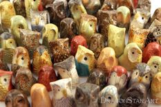 Ceramic Miniature Owls, Flock Of Twelve Surprise Owls In A Gift Box 3 small