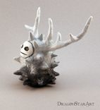 Clay Spirit Sculpture, Monster Figurine, White And Gray Forest Spirit Art Object With Antlers 2 small
