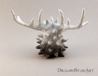Clay Spirit Sculpture, Monster Figurine, White And Gray Forest Spirit Art Object With Antlers 5 small