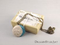Porcelain Moon Pendant Necklace, Carved Ceramic Moon Necklace In White And Turquoise 1 small