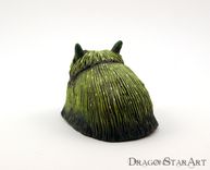 Green Clay Monster Sculpture, Hairy Mossy Beast Painted Sculpture 3 small