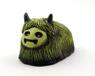 Green Clay Monster Sculpture, Hairy Mossy Beast Painted Sculpture 1 small