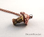 Woodland Mushroom Necklace, Ceramic Toadstool Pendant Necklace 5 small