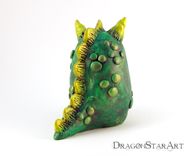 Clay Dragon Sculpture Green Gold Yellow Painted Polymer Clay 2 small