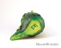 Clay Dragon Sculpture Green Gold Yellow Painted Polymer Clay 4 small