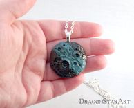 Clay Moon Pendant Necklace, Turquoise And Black 1 small
