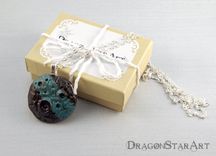 Clay Moon Pendant Necklace, Turquoise And Black 2 small
