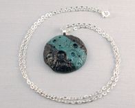 Clay Moon Pendant Necklace, Turquoise And Black 3 small