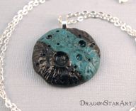 Clay Moon Pendant Necklace, Turquoise And Black 5 small