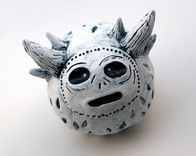 Polymer Clay Monster Figurine Sculpture White Creature With Horns 1 small