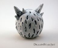 Polymer Clay Monster Figurine Sculpture White Creature With Horns 2 small