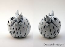 Polymer Clay Monster Figurine Sculpture White Creature With Horns 3 small