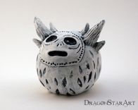 Polymer Clay Monster Figurine Sculpture White Creature With Horns 4 small