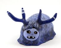 Blue Monster Clay Art Object Polymer Clay With Antlers 1 small