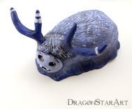 Blue Monster Clay Art Object Polymer Clay With Antlers 3 small