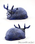 Blue Monster Clay Art Object Polymer Clay With Antlers 5 small